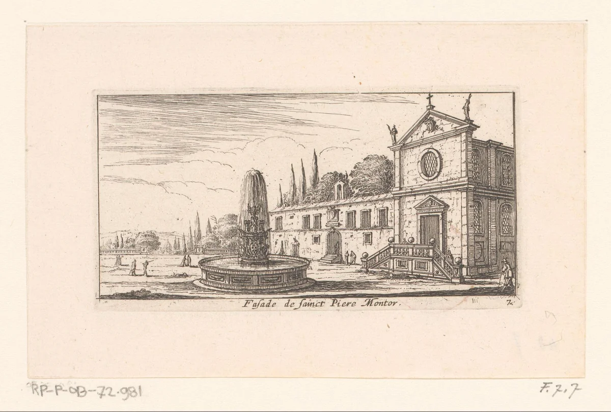 Façade van de San Pietro by Israël Silvestre, print, 1636-1661