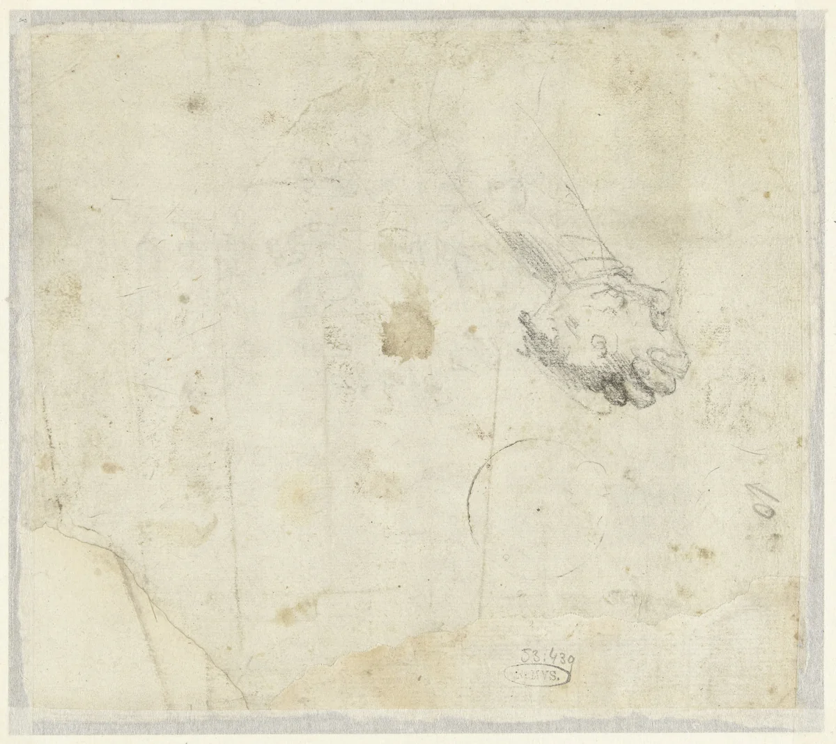 Hand met een steen by anonymous, drawing, 1500-1520