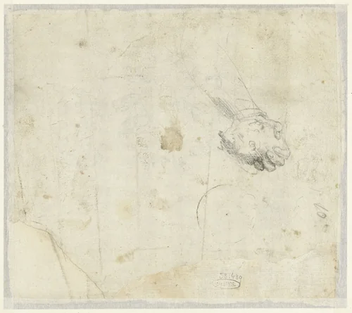Hand met een steen by anonymous, drawing, 1500-1520