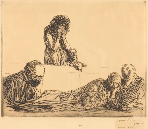 Fille-mère (1ère planche) (Unwed Mother) (first plate) by Jean-Louis Forain, print, 1909