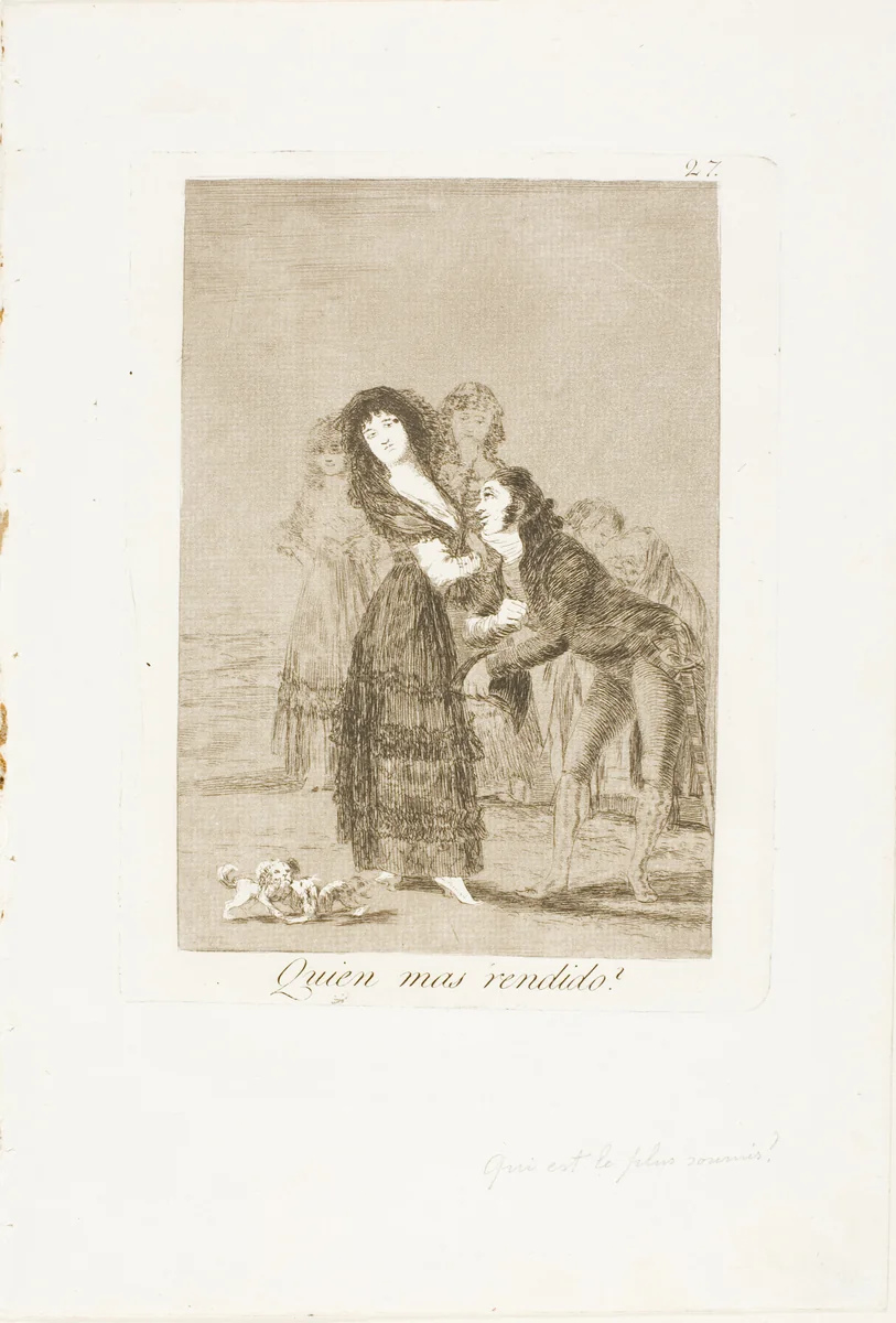 Which of Them is the More Overcome?, plate 27 from Los Caprichos by Francisco José de Goya, print, 1797-1799