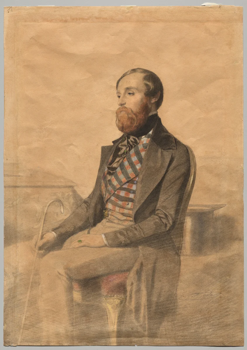 Portrait of Alfred de Musset (1810-1857) by Alexandre Bida, drawing, 1850-1859