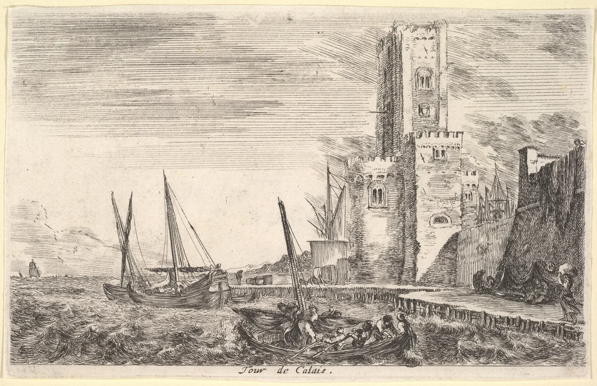 Tower of Calais (Tour de Calais), from "Views of seaports" (Vues de ports de mar) by Stefano della Bella, print, 1647