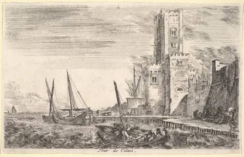 Tower of Calais (Tour de Calais), from "Views of seaports" (Vues de ports de mar) by Stefano della Bella, print, 1647