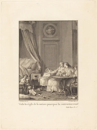 Voilà la règle de la nature, pourquoi la contrariez-vous? by Jean-Baptiste Blaise Simonet, Jean-Michel Moreau the Younger, print, 1777-1778