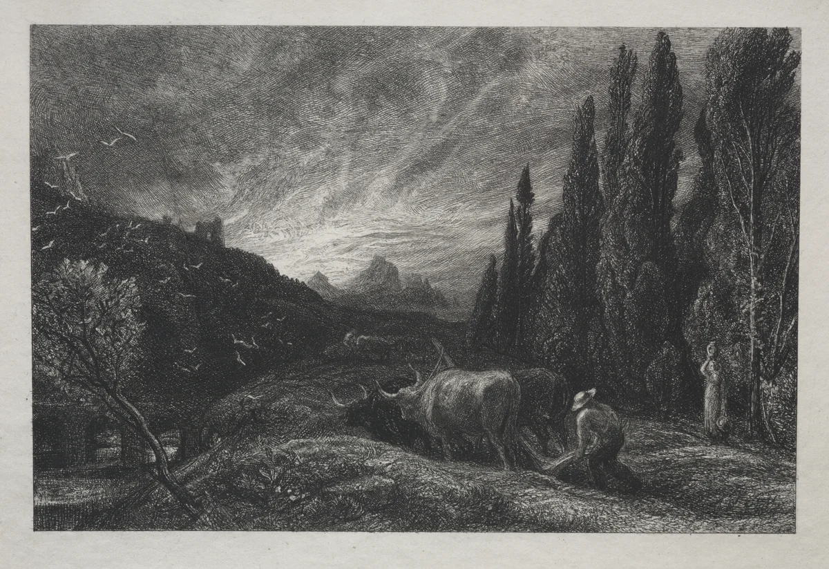 The Early Plowman by Samuel Palmer, print, 1855-1860
