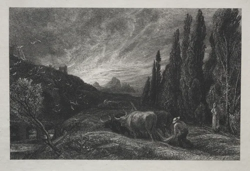 The Early Plowman by Samuel Palmer, print, 1855-1860