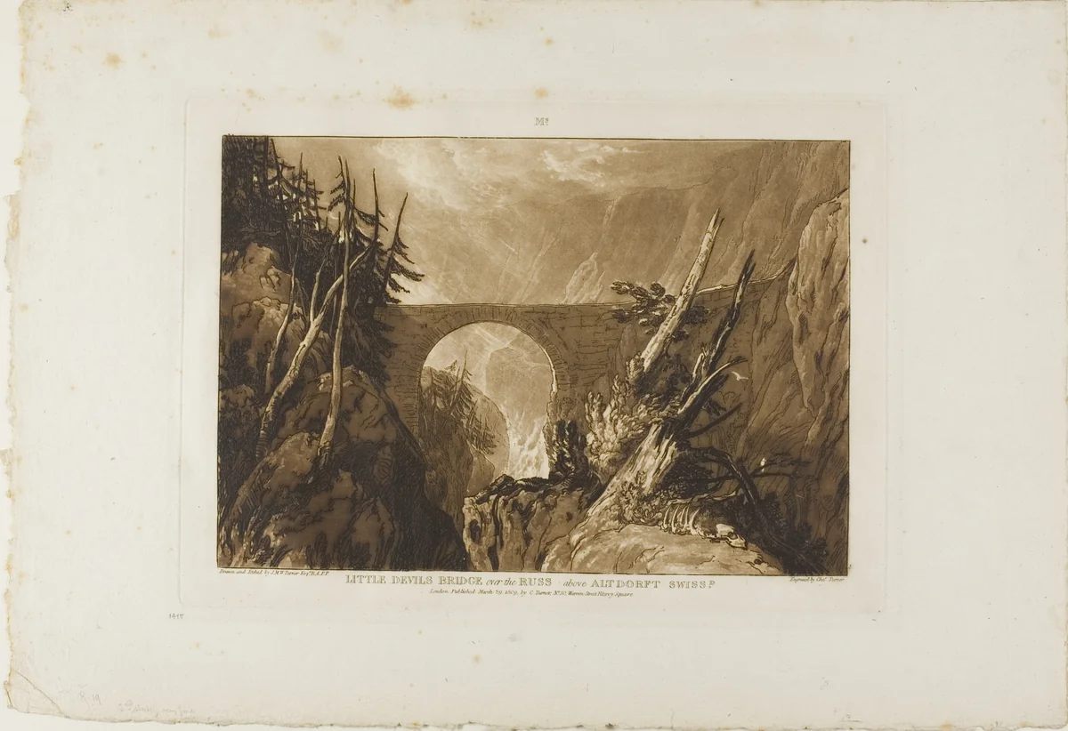 Little Devil's Bridge, plate 19 from Liber Studiorum by Joseph Mallord William Turner, print, 1809