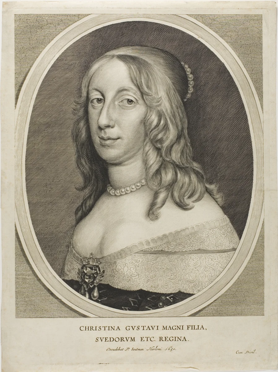 Queen Christina of Sweden by Cornelis Visscher, print, 1650