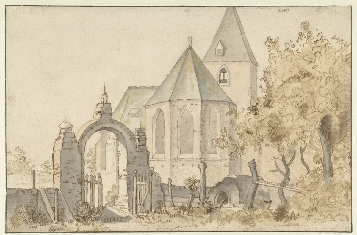 Kerk te Soest by Anthonie van Borssom, drawing, 1640-1677