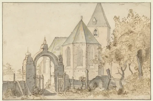 Kerk te Soest by Anthonie van Borssom, drawing, 1640-1677