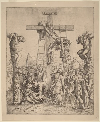 The Descent from the Cross by Andrea Mantegna, print, 1500-1599