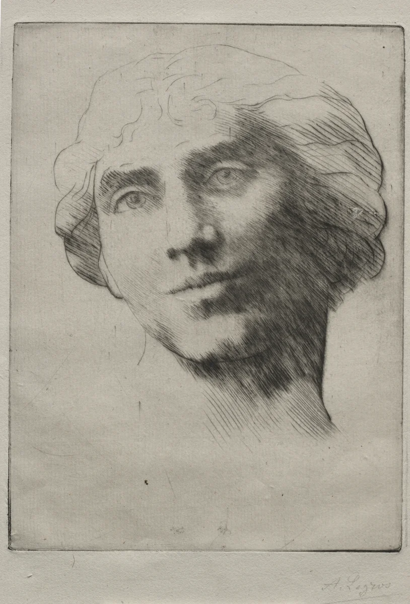 Head of a Young Woman by Alphonse Legros, print, 1857-1911