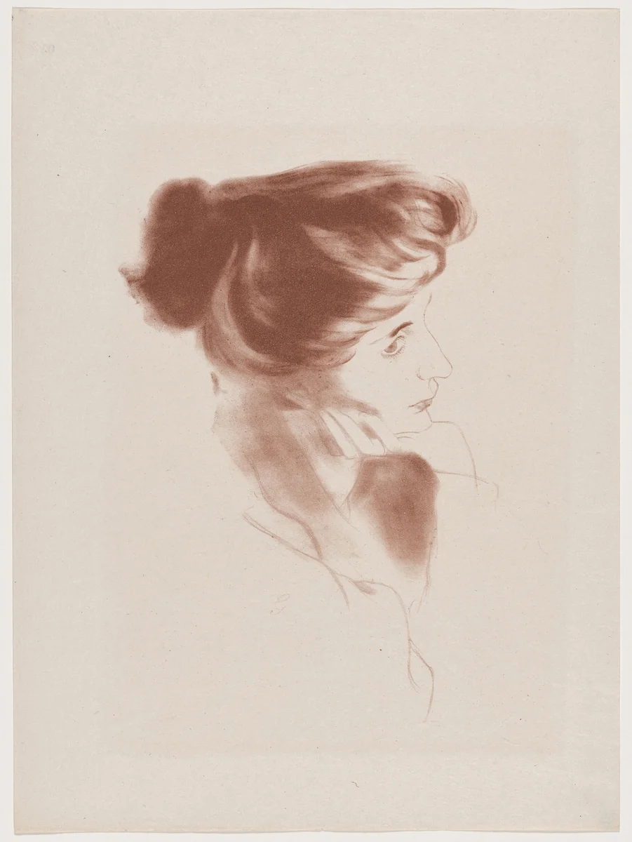 Tête de femme, profil à droite (Head of a Woman in Profile to the Right) by Antonio de la Gandara, print, 1895
