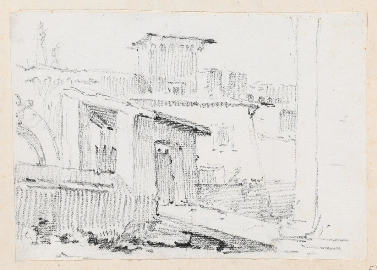 Roman Buildings with an Open Shed by Joseph-Marie Vien, drawing, 1744-1750