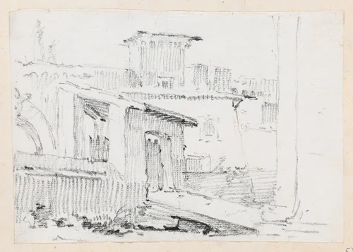 Roman Buildings with an Open Shed by Joseph-Marie Vien, drawing, 1744-1750