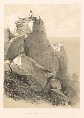 Illustrated Excursion in Italy (vol. II): Ancient Walls, Monte Circello by Edward Lear, print, 1846