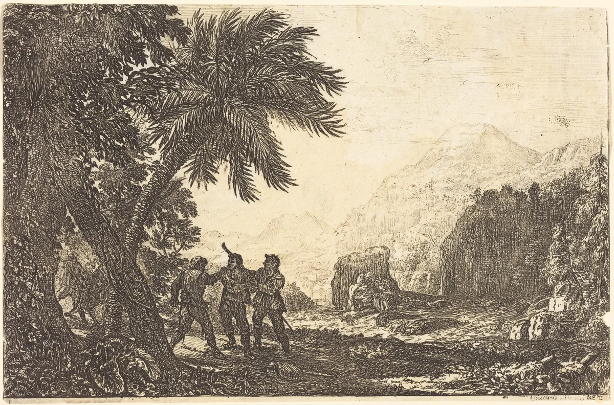 Landscape with Brigands (Scène de brigands) by Claude Lorrain, print, 1633