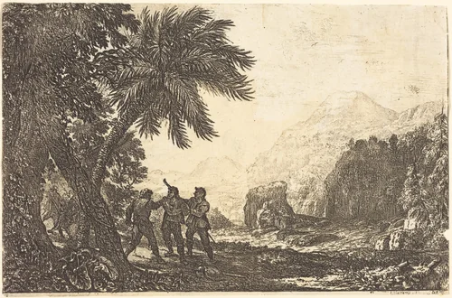 Landscape with Brigands (Scène de brigands) by Claude Lorrain, print, 1633