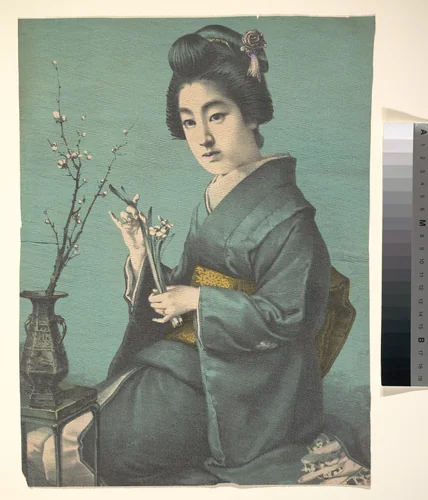 Girl with Plum Blossoms by Unidentified Artist, print, 1890-1910