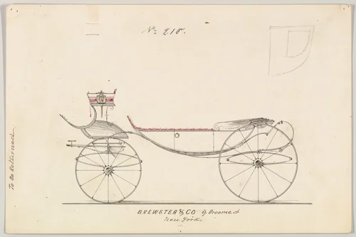Design for Vis-à-vis/ Barouche, no. 210 by Brewster & Co., drawing, 1850-1870