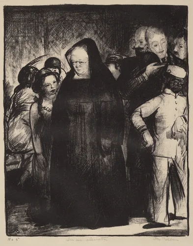 In an Elevator by George Bellows, print, 1916