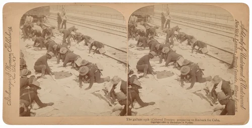 "The Gallant 25th Preparing to Embark for Cuba" by Underwood & Underwood; Strohmeyer & Wyman, photograph, 1898