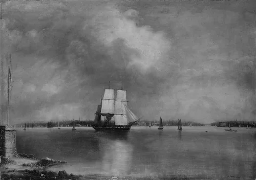 Bay and Harbor of New York from Bedlow's Island by Edmund C. Coates, artwork, 1864-1866