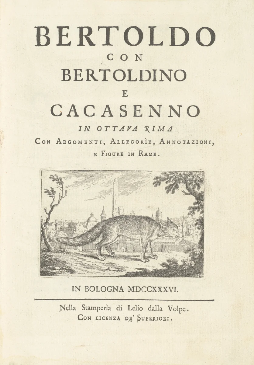 Bertoldo con Bertoldino e Cacasenno by Ludovico Mattioli, volume, 1736
