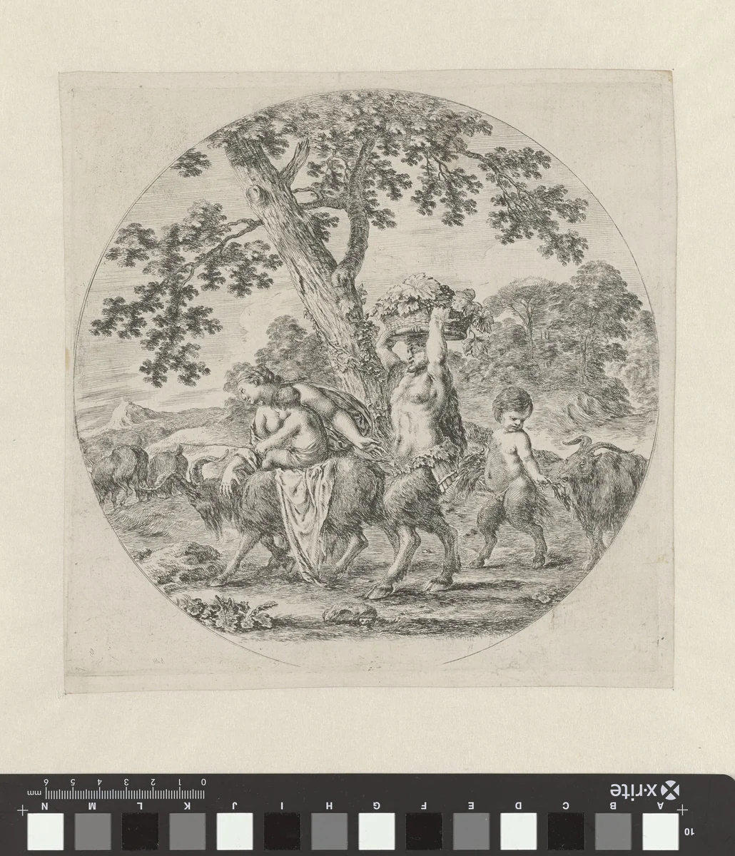 Saterfamilie met geiten by Stefano della Bella, print, 1620-1664