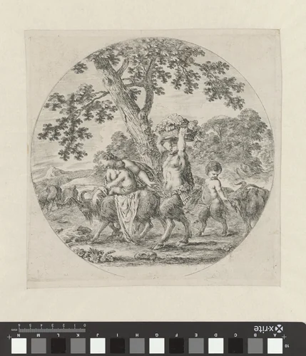 Saterfamilie met geiten by Stefano della Bella, print, 1620-1664