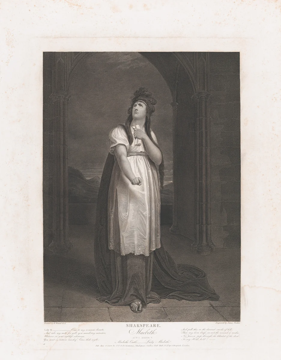Lady Macbeth (Shakespeare, Macbeth, Act 1, Scene 5) by James Parker, print, 1800