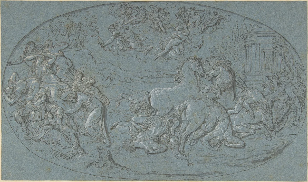 Death of Niobe and Her Children by Bernard Picart, drawing, 1693-1733