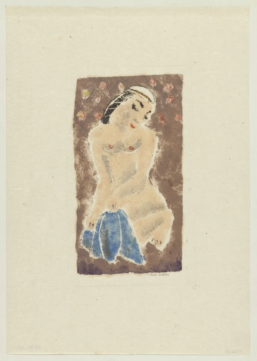 Crouching Nude Figure by Max Weber, print, 1910