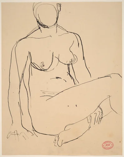 Untitled [seated female nude] by Richard Diebenkorn, drawing, 1955-1967