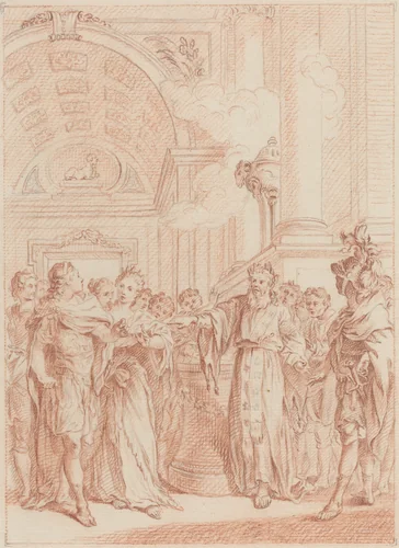 Tremblez malheureux Roi, votre Règne est passe by Hubert François Gravelot, drawing, 1699-1773