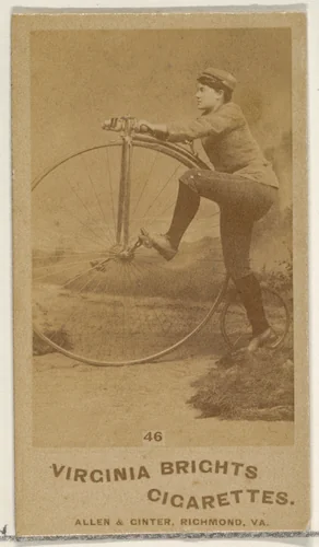 Card 46, from the Girl Cyclists series (N49) for Virginia Brights Cigarettes by Allen & Ginter, photograph, 1887