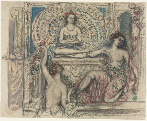 The Throne of the Peacock by Charles Conder, drawing, 1883-1909