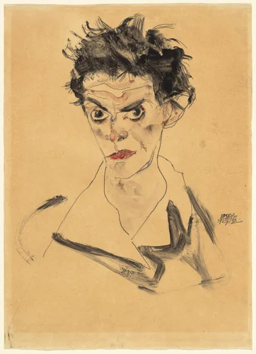 Self-Portrait by Egon Schiele, drawing, 1912