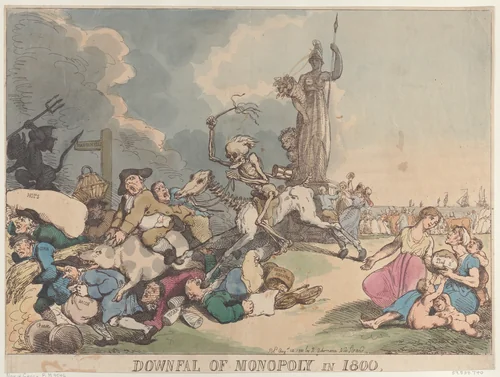 Downfall of Monopoly in 1800 by Thomas Rowlandson, print, 1800