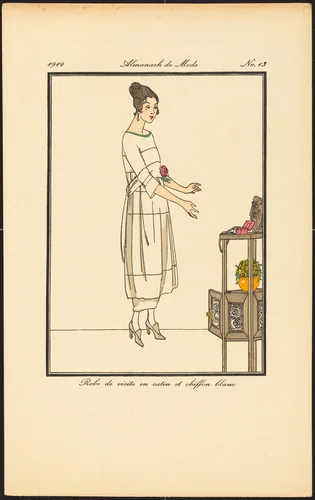 Robe de visite en satin et chiffon blanc by French 20th Century, print, 1919