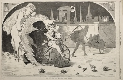 The New Year - 1869 by Winslow Homer, print, 1868