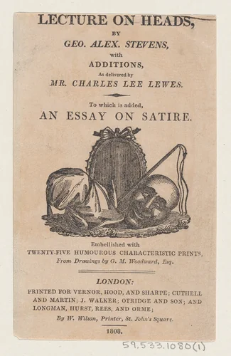 Title page, from "A Lecture on Heads" by George Alexander Stevens by Thomas Rowlandson, print, 1808