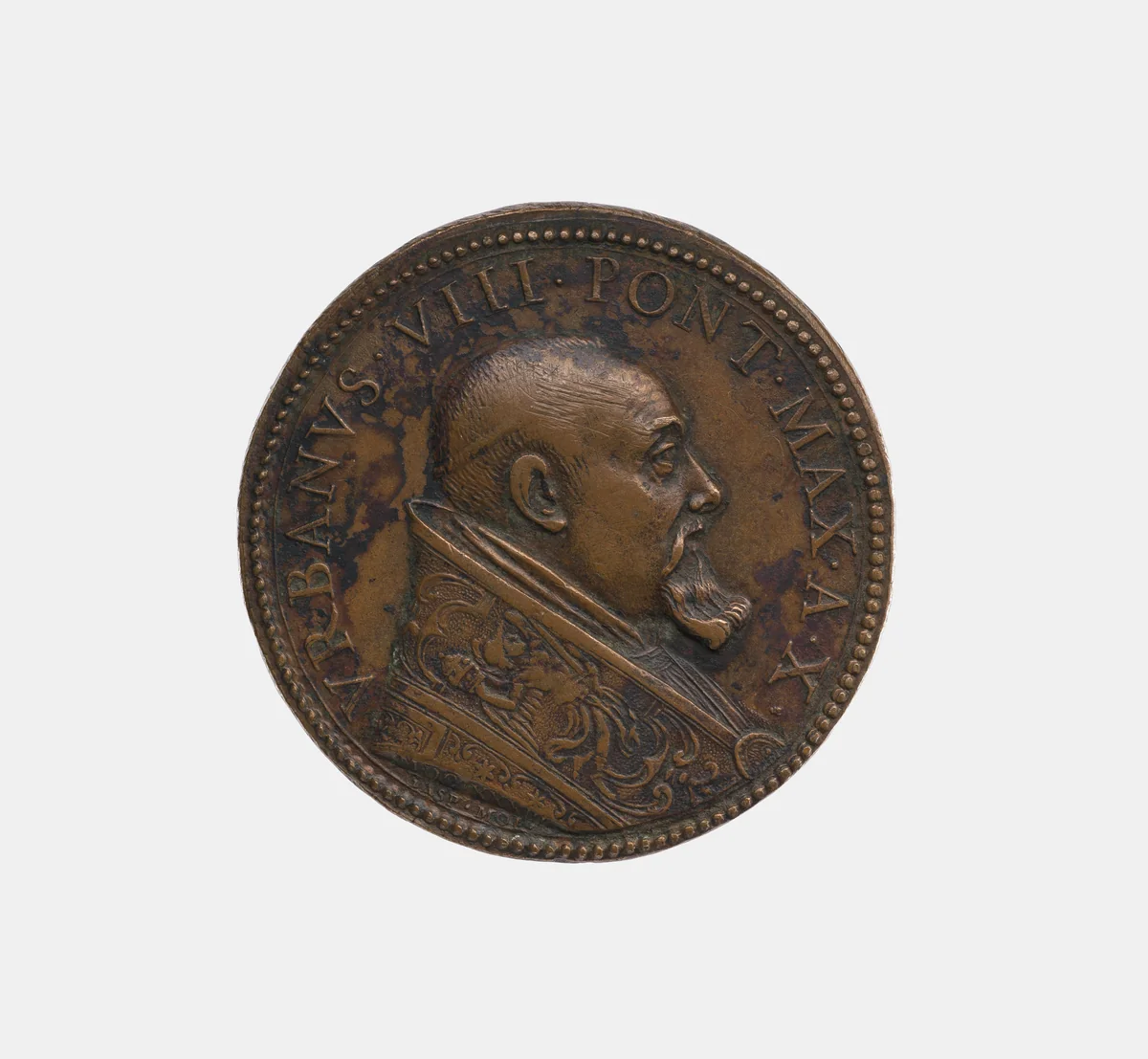 Urban VIII (r.1623–44) by Gasparo Mola, metalwork, 1633