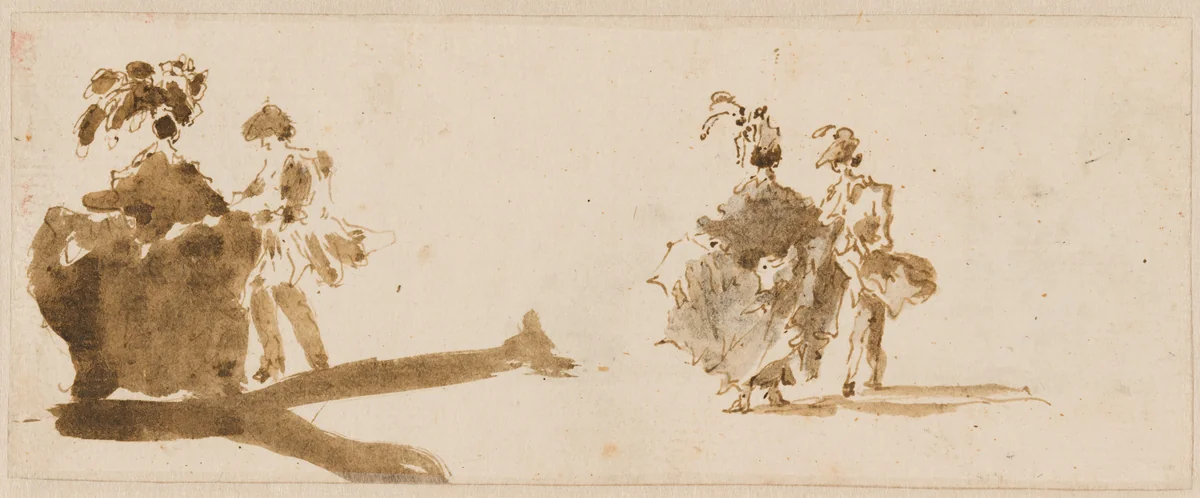 Two Elegant Couples [verso] by Francesco Guardi, drawing, 1780