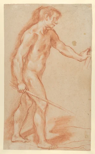 Standing Male Nude by Agostino Ciampelli, drawing, 1600-1650