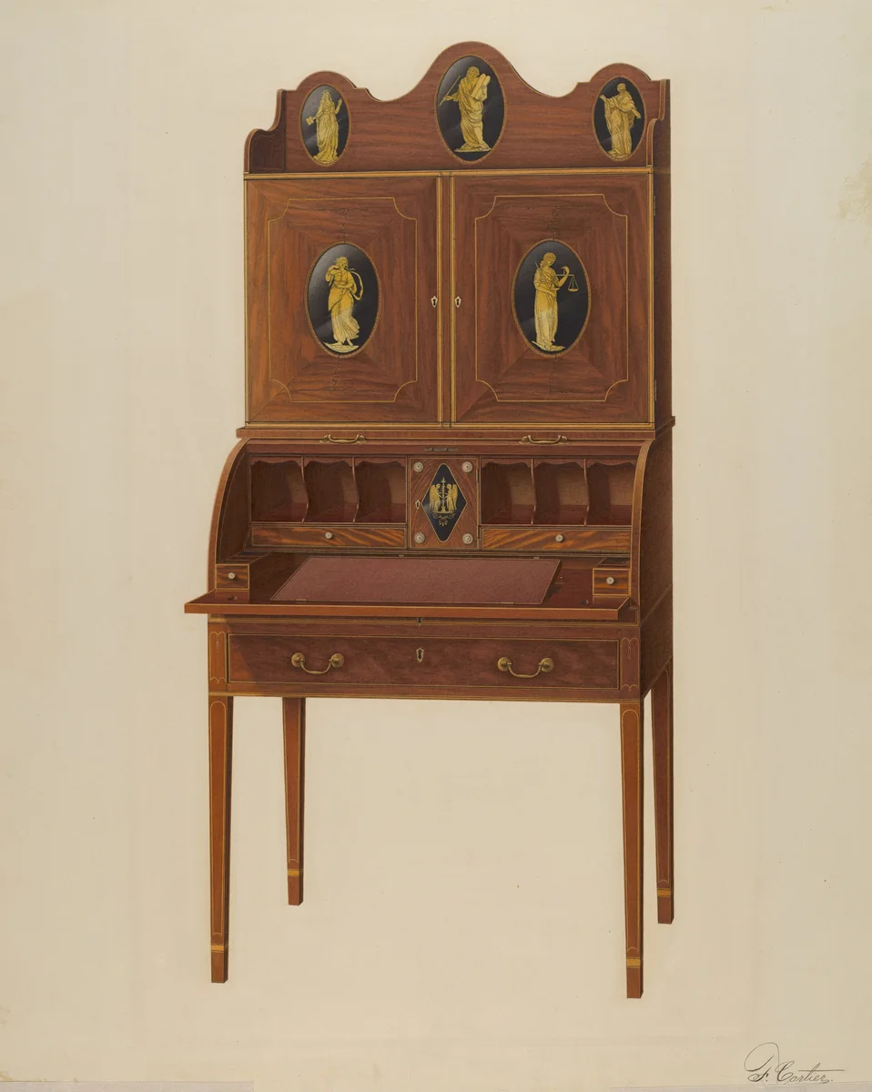 Cabinet Top Desk by Ferdinand Cartier, index of american design, 1941