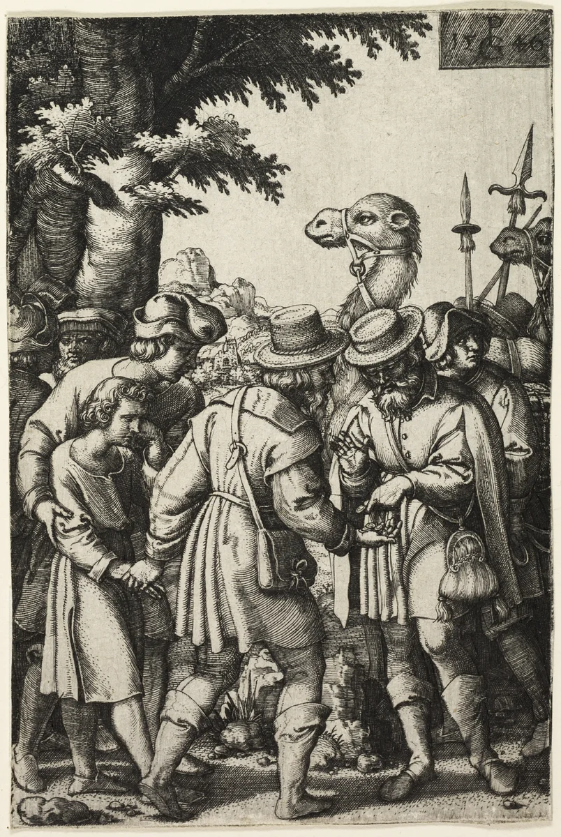 Joseph Sold by His Brothers by Georg Pencz, print, 1546