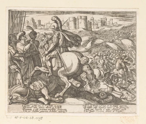 Illustratie bij Canto XX van Tasso's 'Gerusalemme Liberata' by Antonio Tempesta, print, 1565-1630