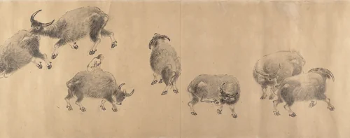 Water Buffaloes by Zhang Hong, painting, 1639